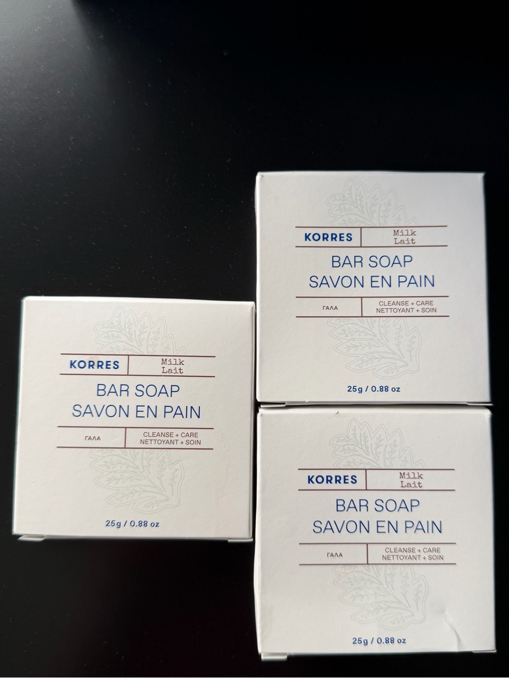Korres Milk Bar cleanse and care Soap x 3 - 25 grams each NEW